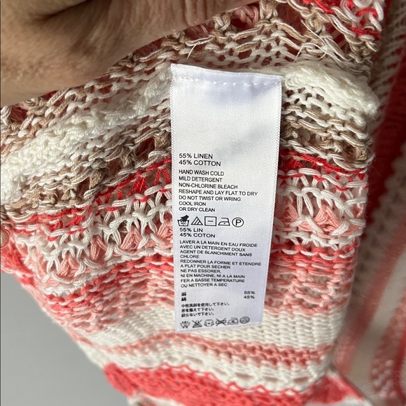 Tommy Bahama Linen Cotton Crochet Fringe Swimsuit Coverup Medium Pink White - Picture 5 of 5